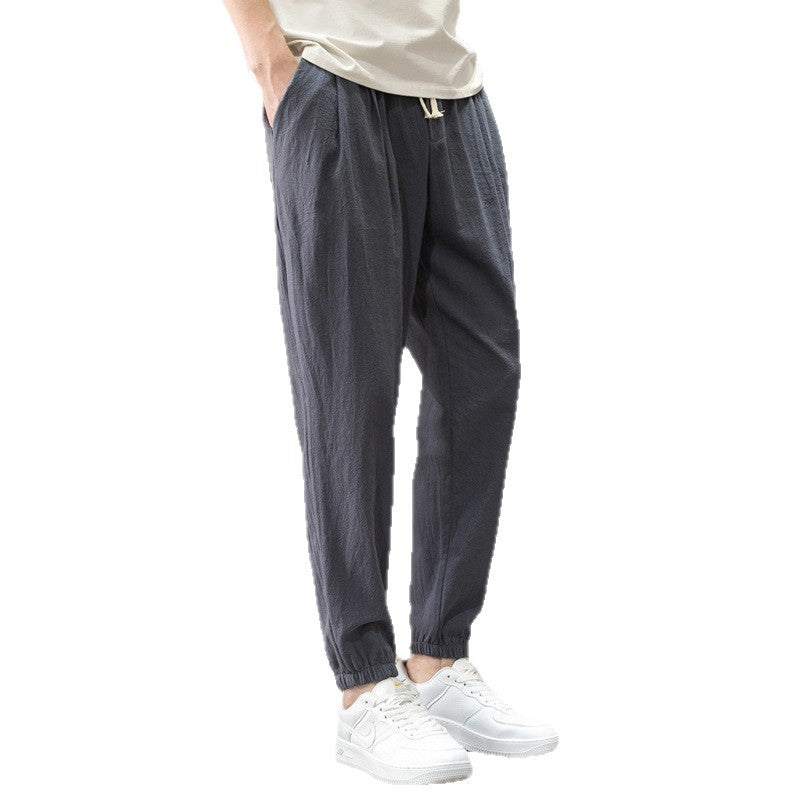 Herren Relaxed-Fit Leinenmix Jogginghose mit Bundfalten, Kordelzug und elastischen Beinabschlüssen Shop Nory