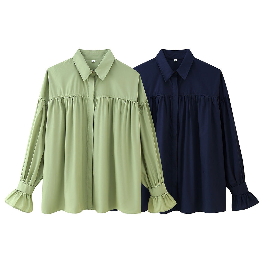 Damen elegante Bluse mit Rüschendetails
