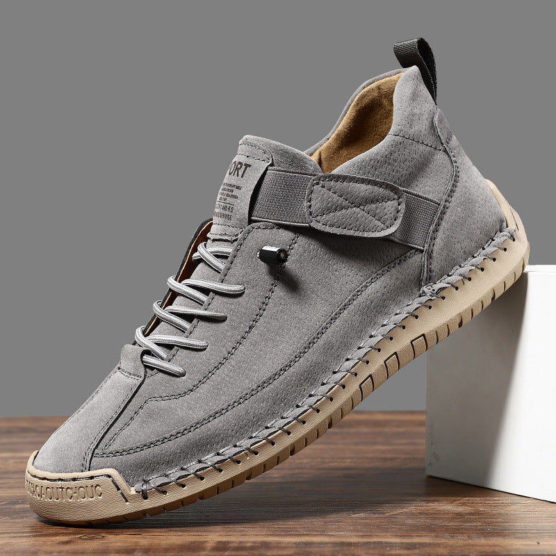 Herren Ledernachahmender Freizeit‑Sneaker mit Klettriemen, Mokassinnaht & profilierter Gummisohle Shop Nory