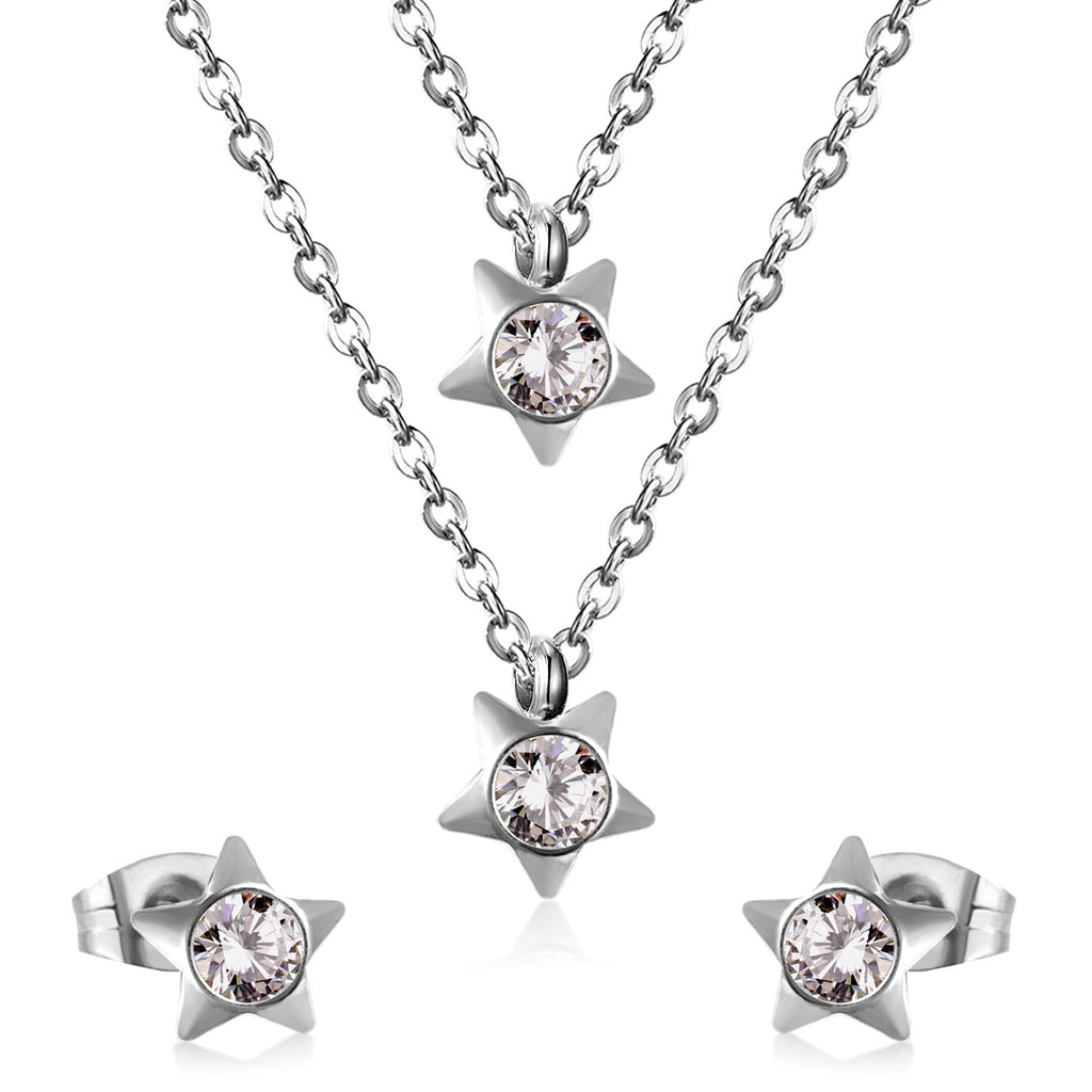 Damen Schmuckset mit funkelnden Stern-Anhängern Shop Nory