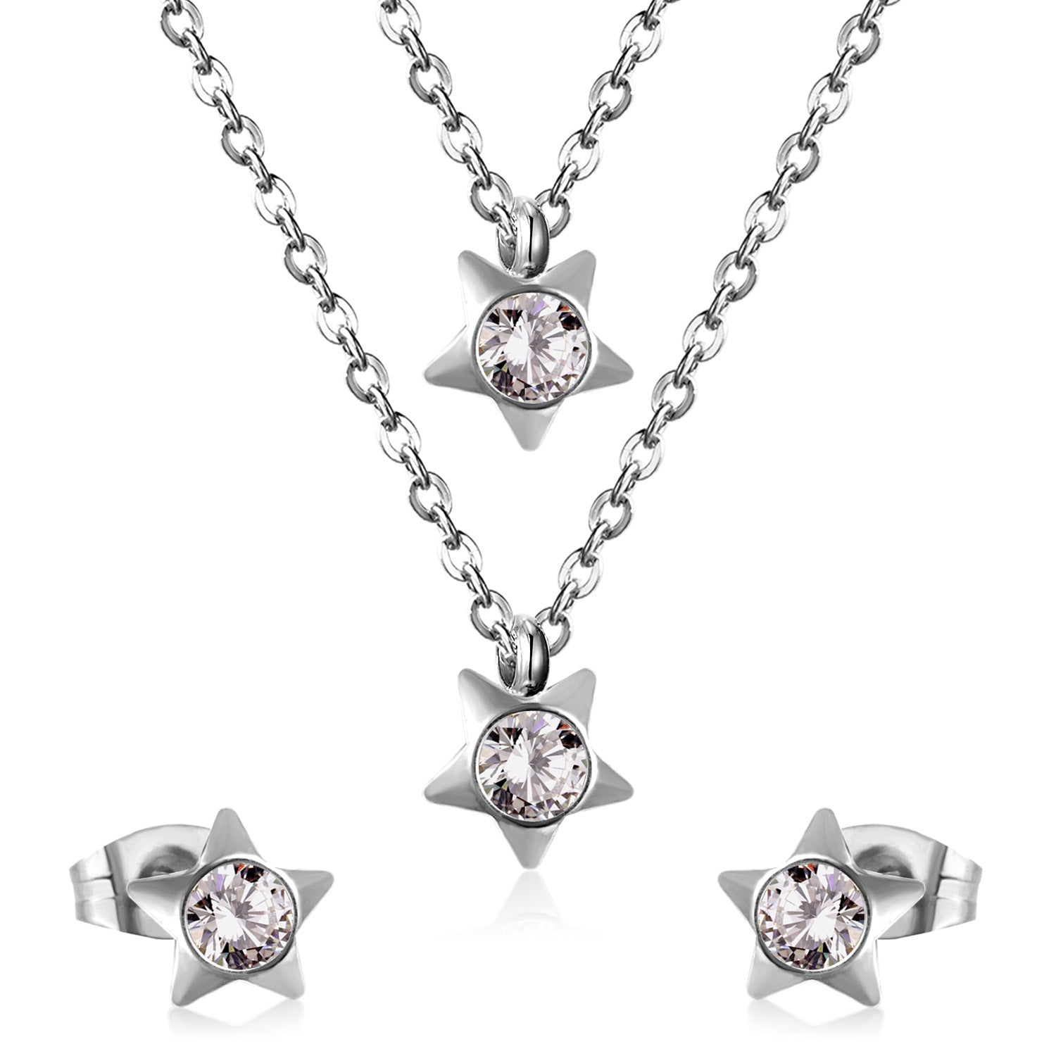 Damen Schmuckset mit funkelnden Stern-Anhängern Shop Nory