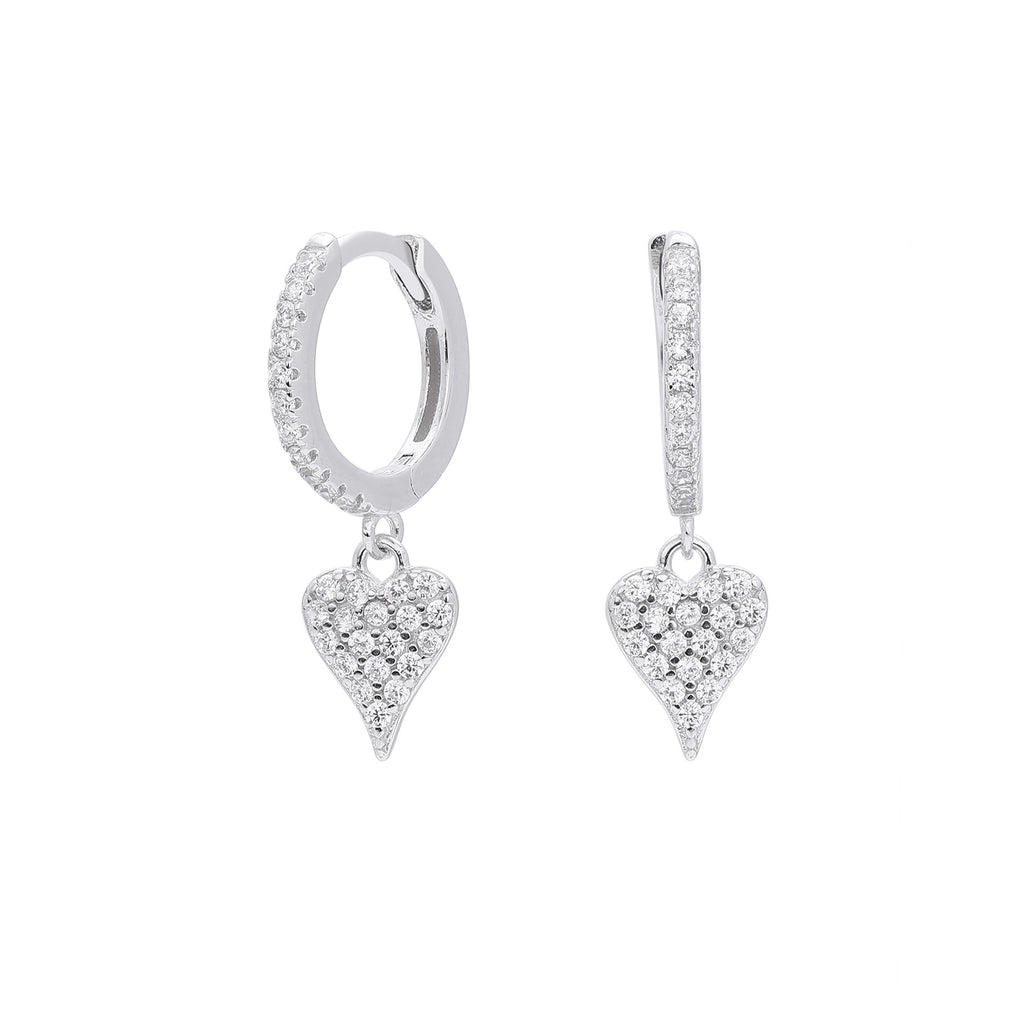 Damen Ohrhänger mit funkelndem Herzanhänger aus hochwertigem 925 Sterling Silber Shop Nory