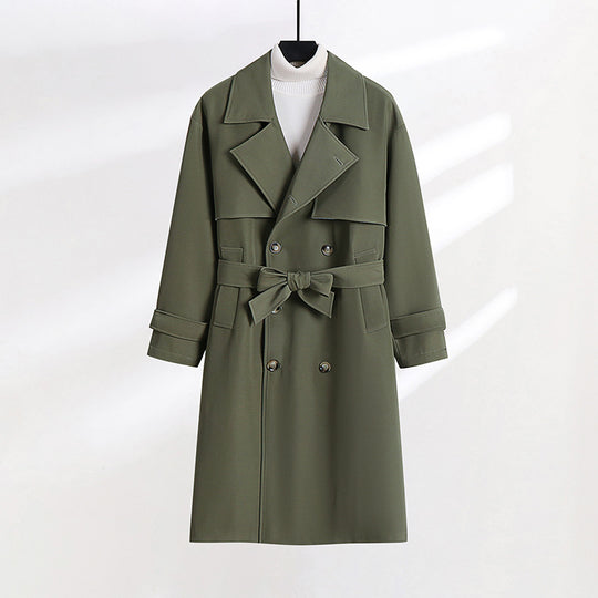 Damen taillierter Doppelreiher-Trenchcoat mit Bindegürtel und Schalkragen Shop Nory
