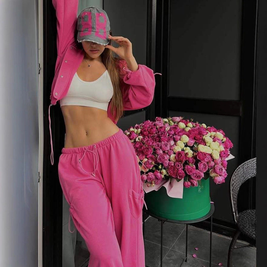 Damen lässiges Zweiteiler-Hoodie-Set mit verlängerter Kapuzenjacke und hochgeschnittener Taillen-Jogginghose Shop Nory