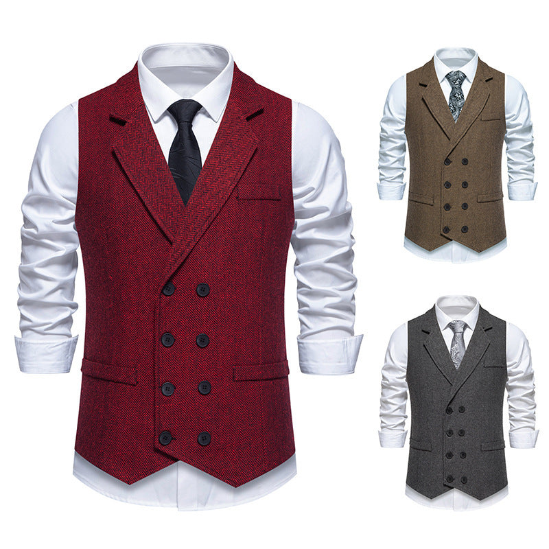 Herren elegante Weste im klassischen Fischgrätmuster 1758204622