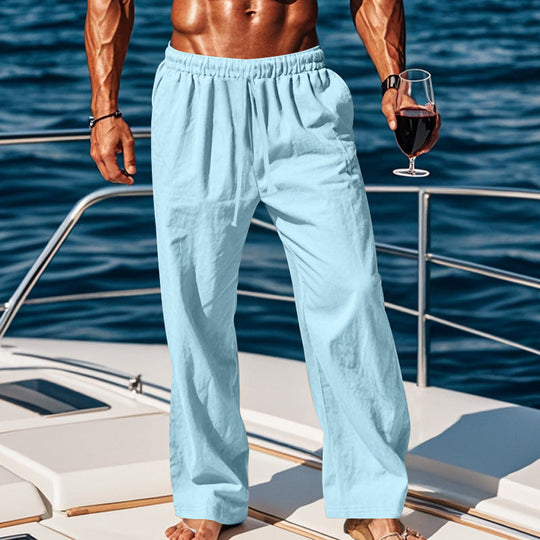 Herren Sommerliche Freizeithose mit weichem, atmungsaktivem Baumwollmaterial und elastischem Bund