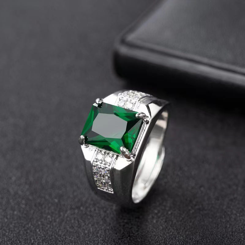 Große smaragdschliff Edelstein Statement Ring mit Pavé-besetztem Band