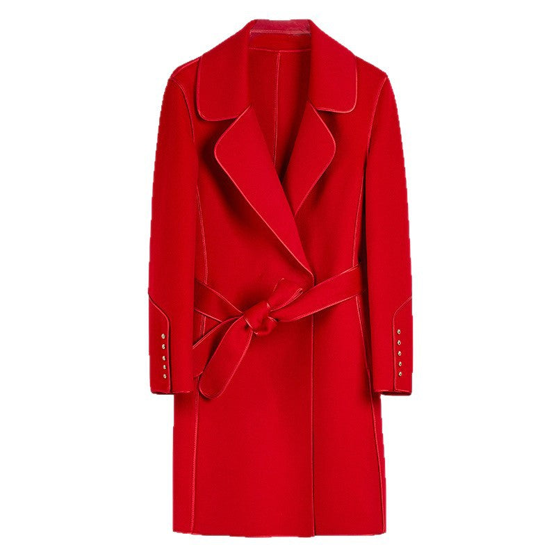 Damen Eleganter Wickelmantel mit Gürtel Shop Nory