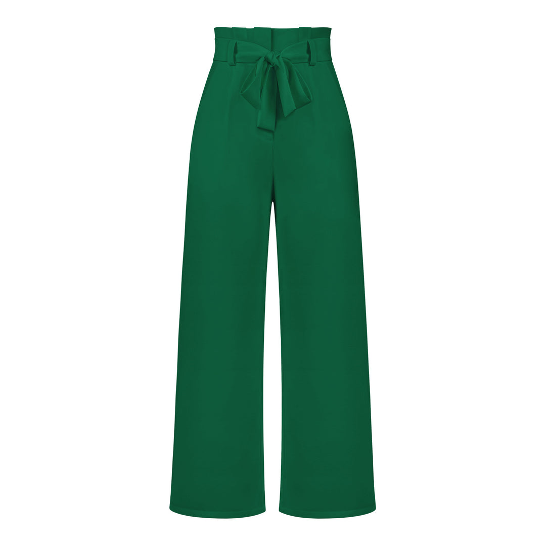 Damen hochtaillierte Paperbag-Hose mit weitem Bein und Taillengürtel Shop Nory
