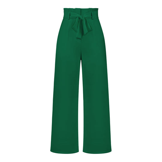 Damen hochtaillierte Paperbag-Hose mit weitem Bein und Taillengürtel Shop Nory