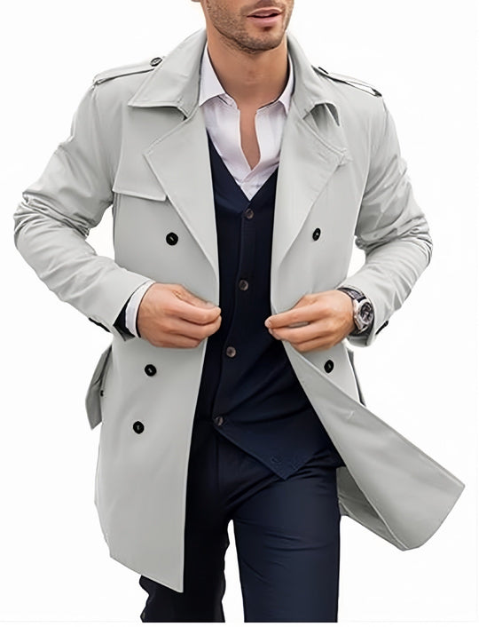 Herren Eleganter Trenchcoat mit klassischem Schnitt und praktischen Taschen