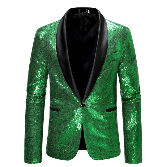 ShopNory Herren Pailletten-Blazer mit Schalkragen