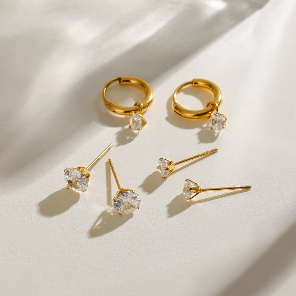 Damen Ohrring Set mit funkelnden Zirkonia und hypoallergener Edelstahlverarbeitung Shop Nory
