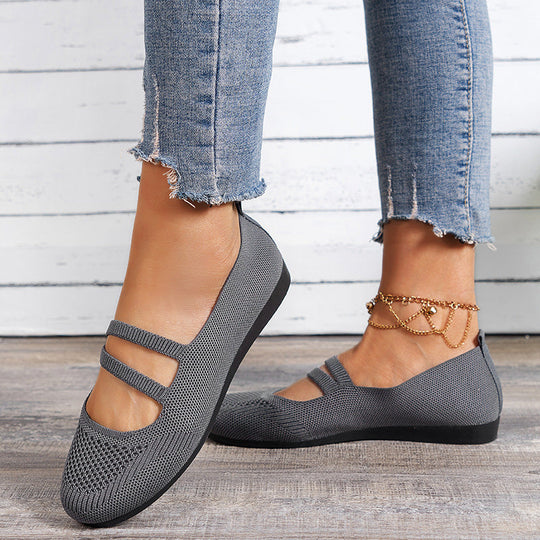 Flache Slipper mit Riemen Über Dem Spann und Flacher Sohle für Damen