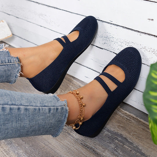 Flache Slipper mit Riemen Über Dem Spann und Flacher Sohle für Damen