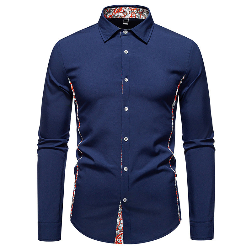 Herren Elegantes tailliertes Business-Hemd mit kontrastierter Innenblende und Paisley-Detail Shop Nory