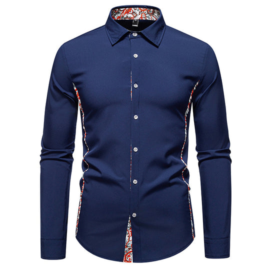 Herren Elegantes tailliertes Business-Hemd mit kontrastierter Innenblende und Paisley-Detail Shop Nory