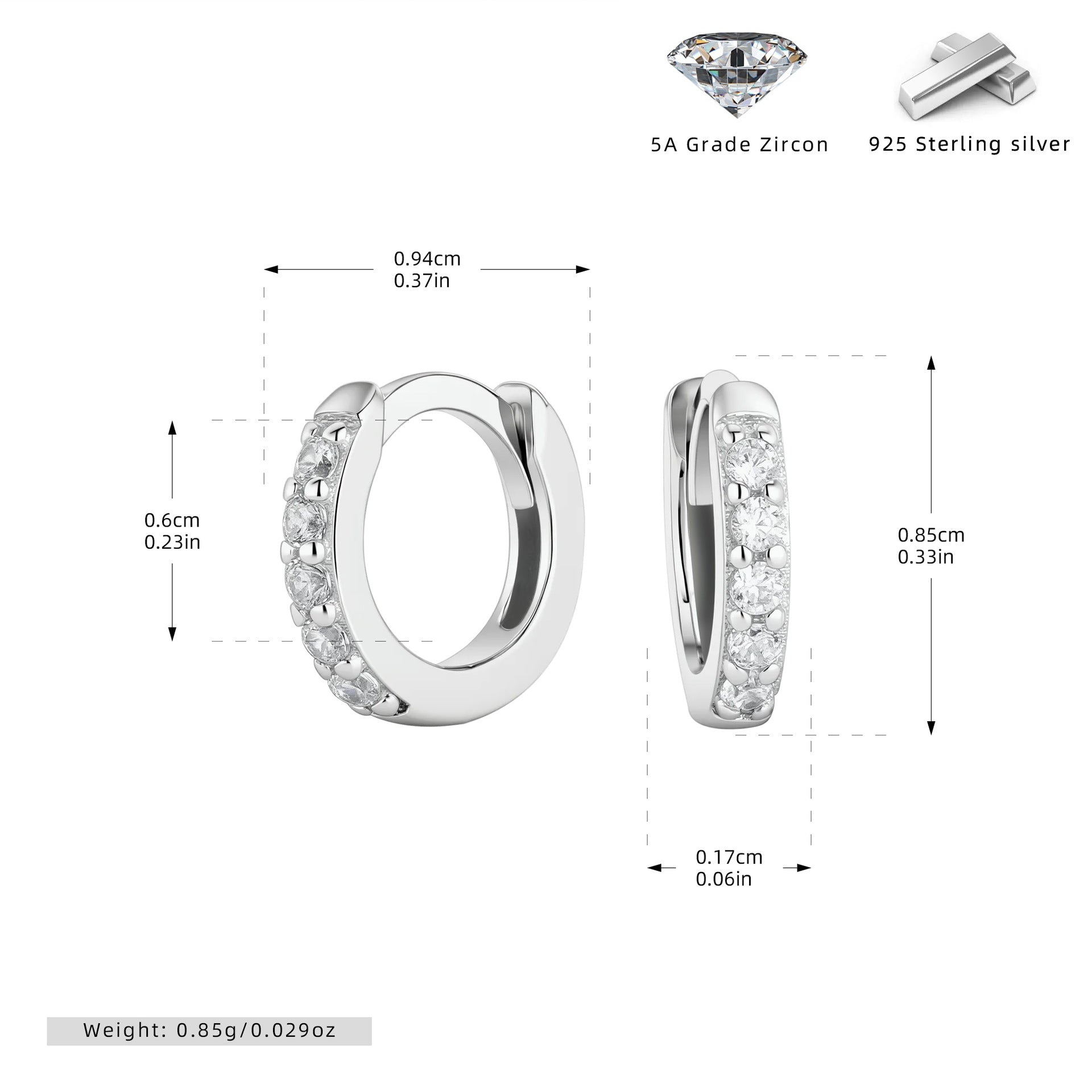Damen Creolen mit funkelnden Zirkonsteinen und hochwertiger 925 Sternsilberfassung Shop Nory