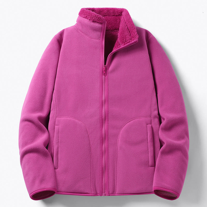 Damen Gefütterte Fleece-Jacke mit Teddyfutter, Stehkragen & durchgehendem Reißverschluss Shop Nory
