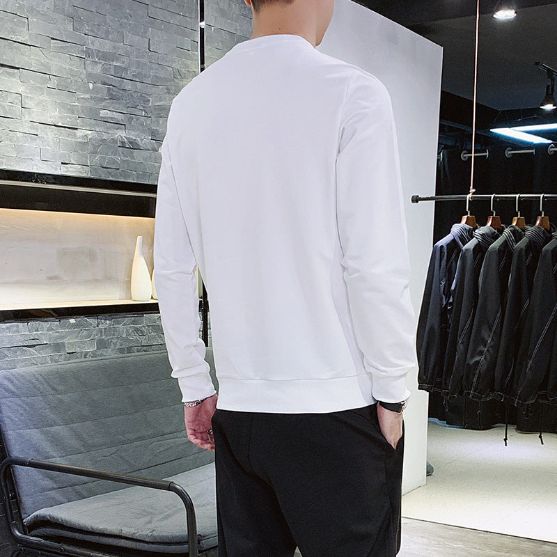 Herren Langärmeliges Sweatshirt mit Rundhals, Kontrastpaspel & Minimal‑Logo Shop Nory