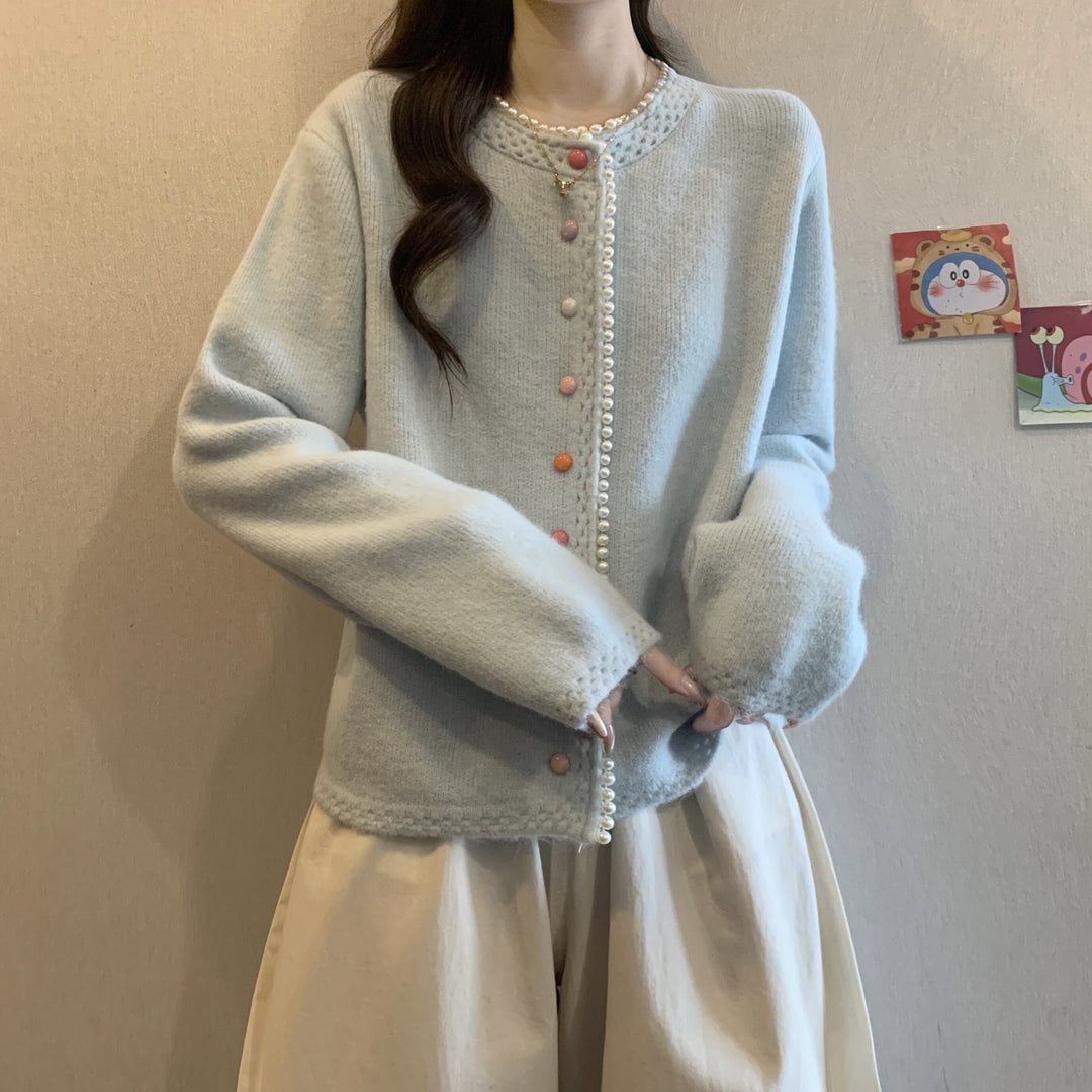 Damen Verspielte Strickjacke mit bunten Knöpfen Shop Nory