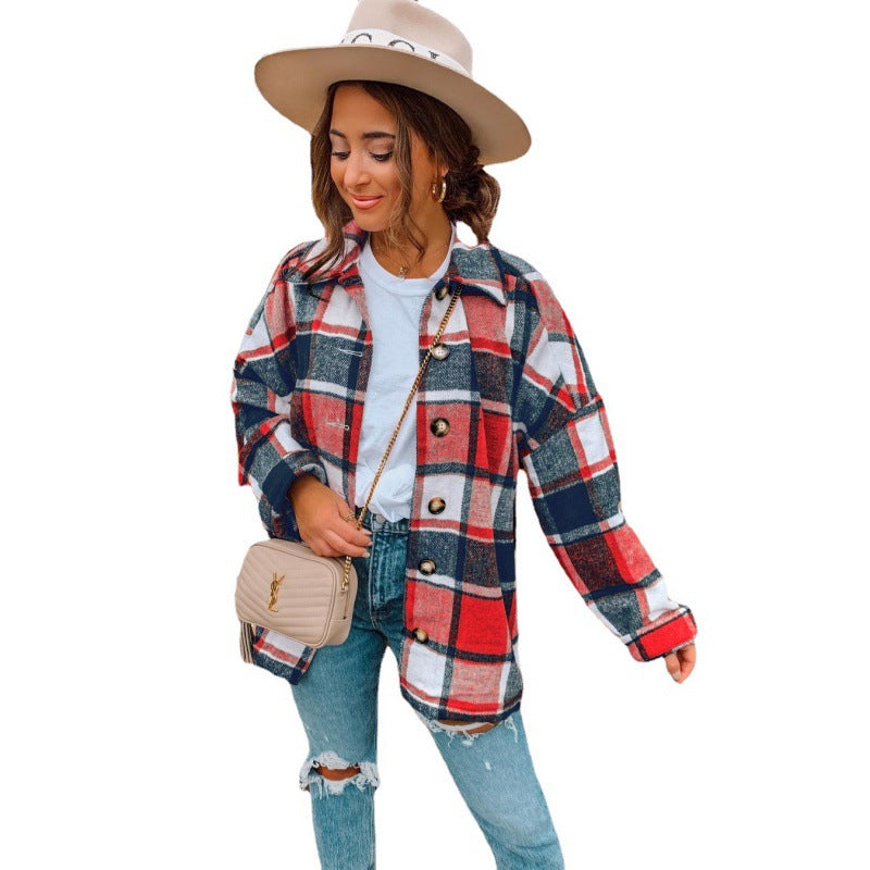 Damen Karierte Flanelljacke