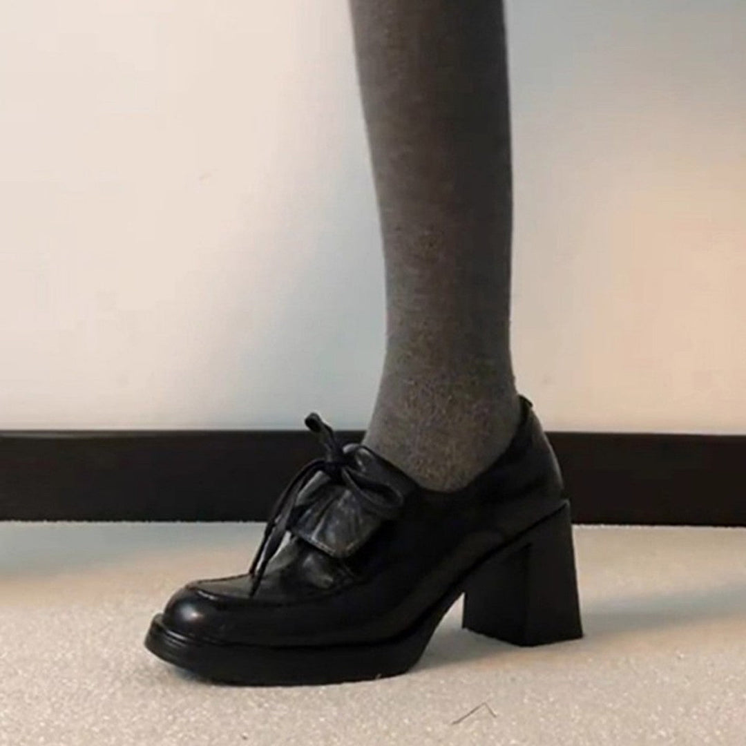 Damen elegante Schnürschuhe mit Blockabsatz