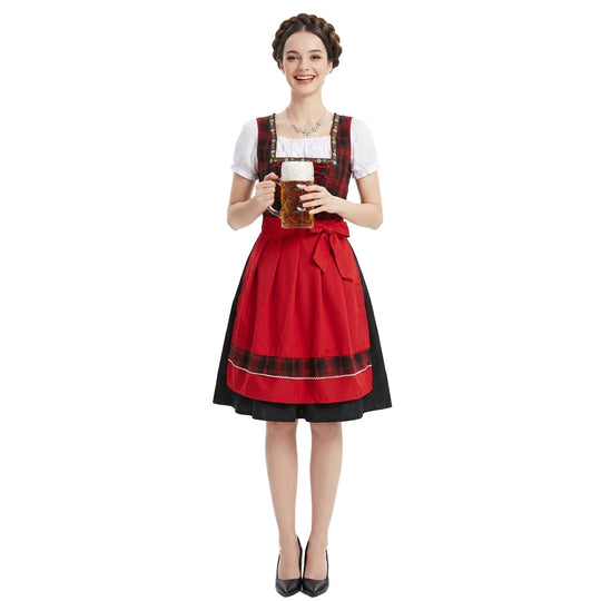 Damen nan traditionelles Dirndl Trachtenkleid mit geschnürtem Mieder und kurzem Puffärmel Shop Nory