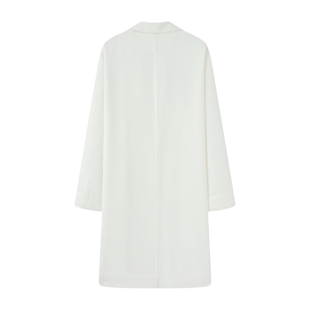 Damen Longline-Mantel mit offener Front, lässiger Passform und aufgesetzten Taschen Shop Nory