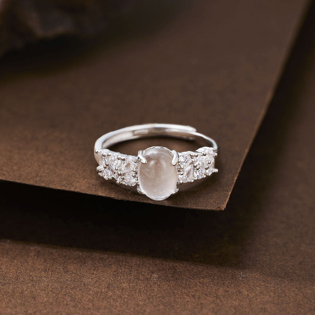 Damen Ring mit elegantem mondförmigem Edelstein und funkelnden Zirkonia-Verzierungen Shop Nory