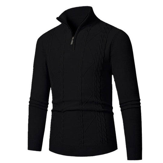 Herren Feinstrick-Halbzippullover mit Zopfmuster und Stehkragen Shop Nory