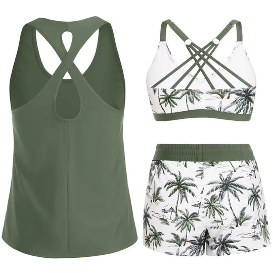 Damen Sport-Badeanzug-Set mit modischem Racerback und Shorts