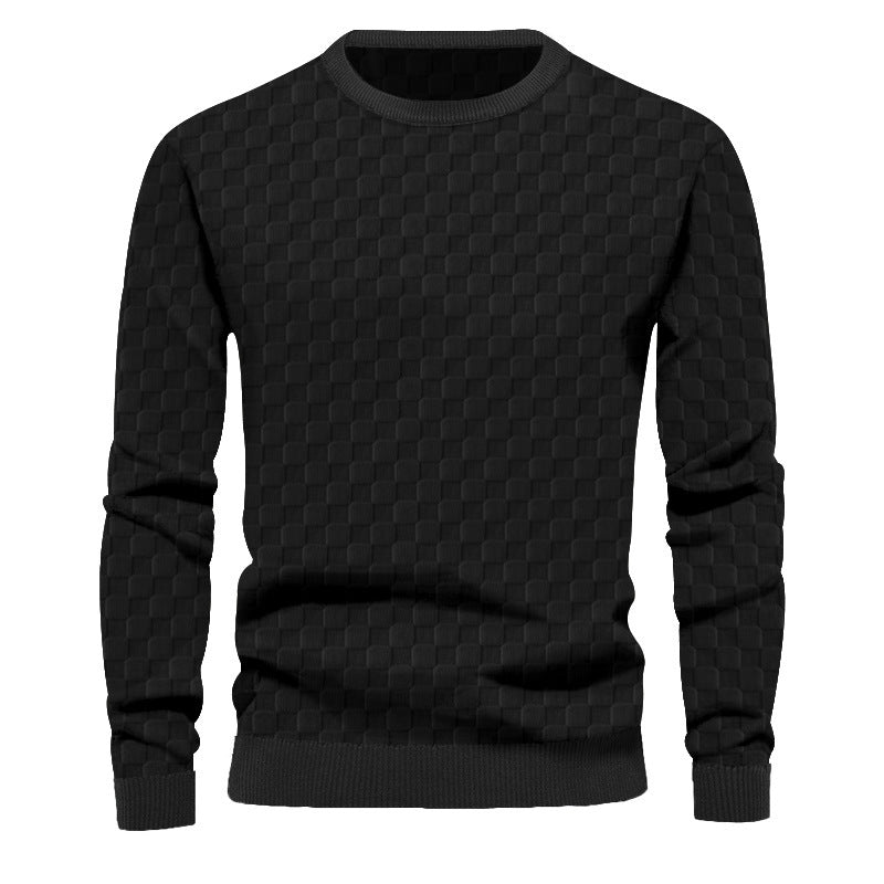 Herren Texturierter Strickpullover mit feiner Karo‑Waffelstruktur & geripptem Saum Shop Nory