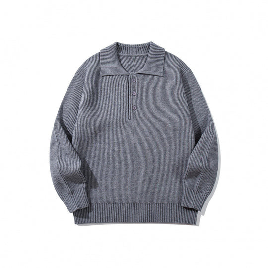 Herren Feinstrick-Polo-Pullover mit Hemdkragen, Knopfleiste und geripptem Saum Shop Nory