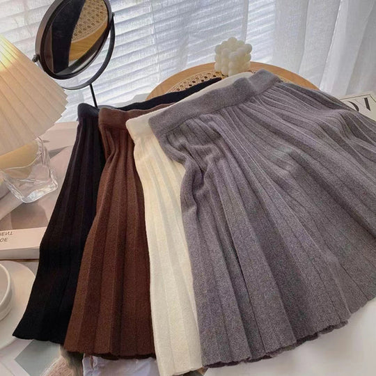 Damen Plissierter Rock mit hohem Bund und fließendem Schnitt Shop Nory