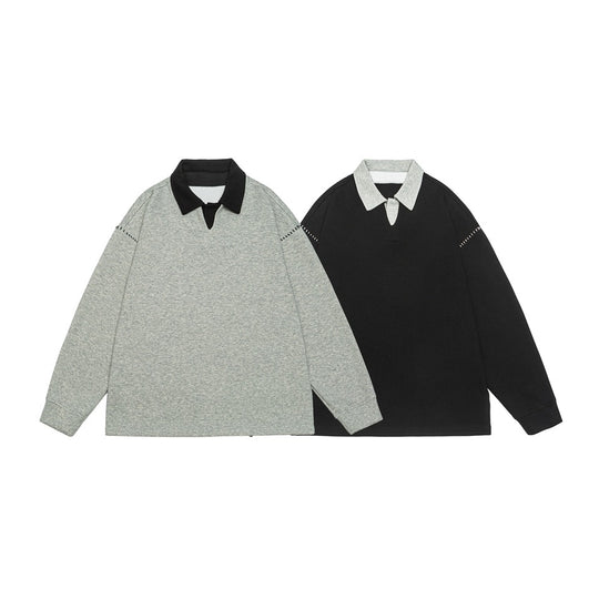 Herren Relaxed-Sweatshirt mit Polokragen und dekorativer Schulternaht Shop Nory