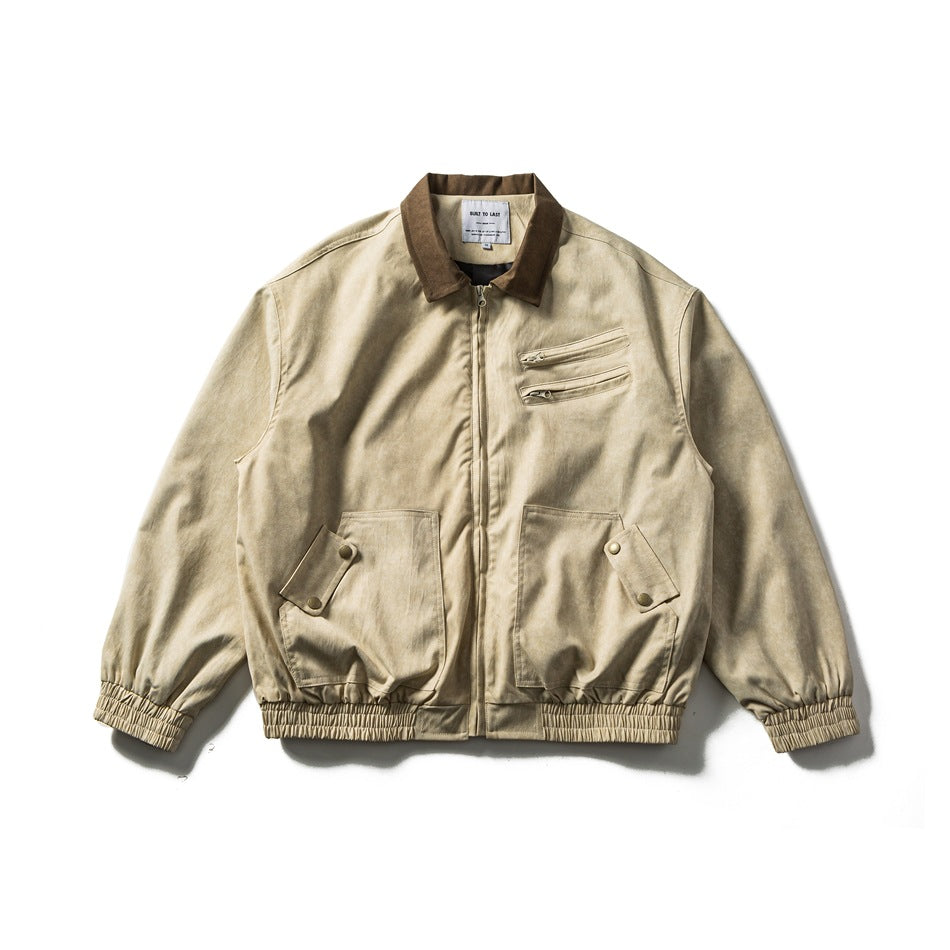 Herren Boxy-Canvas-Blousonjacke im Utility-Look mit Cordkragen und Zip-Brusttaschen Shop Nory