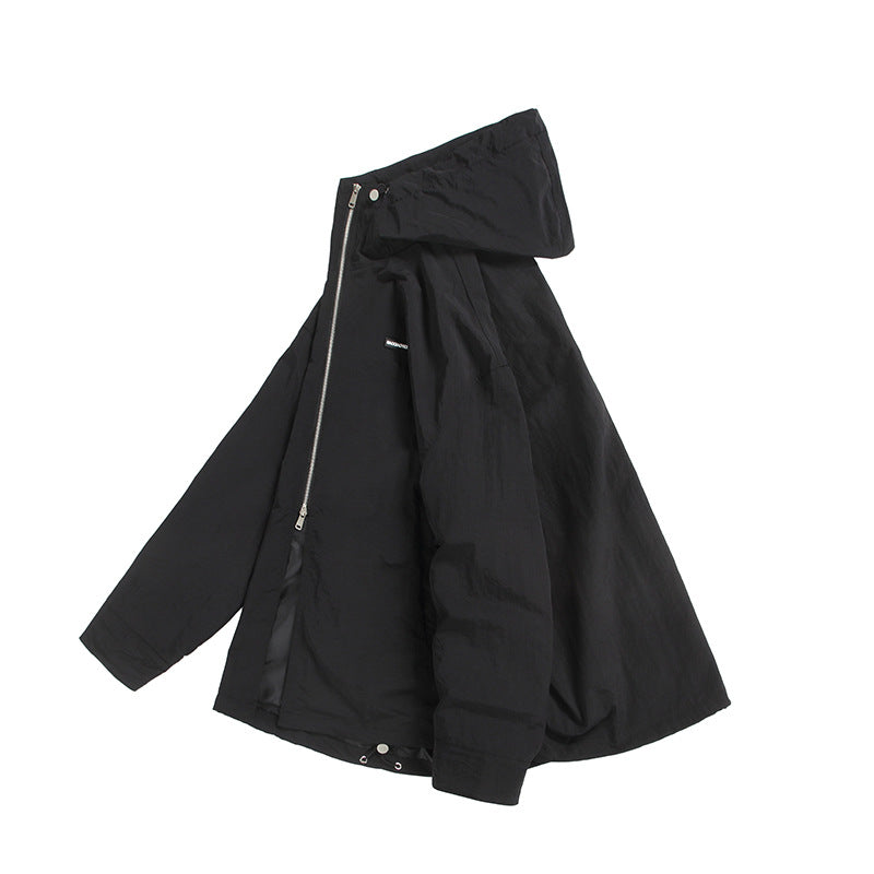 Unisex Ultraleichte Packbare Kapuzenjacke im Boxy-Relax-Schnitt mit Zwei-Wege-Metallreißverschluss Shop Nory