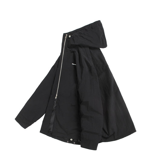 Unisex Ultraleichte Packbare Kapuzenjacke im Boxy-Relax-Schnitt mit Zwei-Wege-Metallreißverschluss Shop Nory