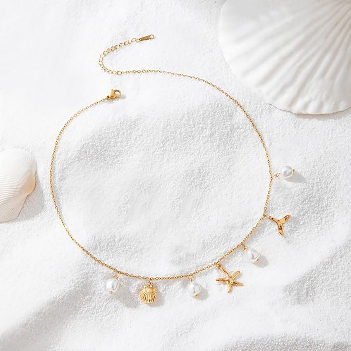 Damen elegante Kette mit muschelförmigen Anhängern Shop Nory