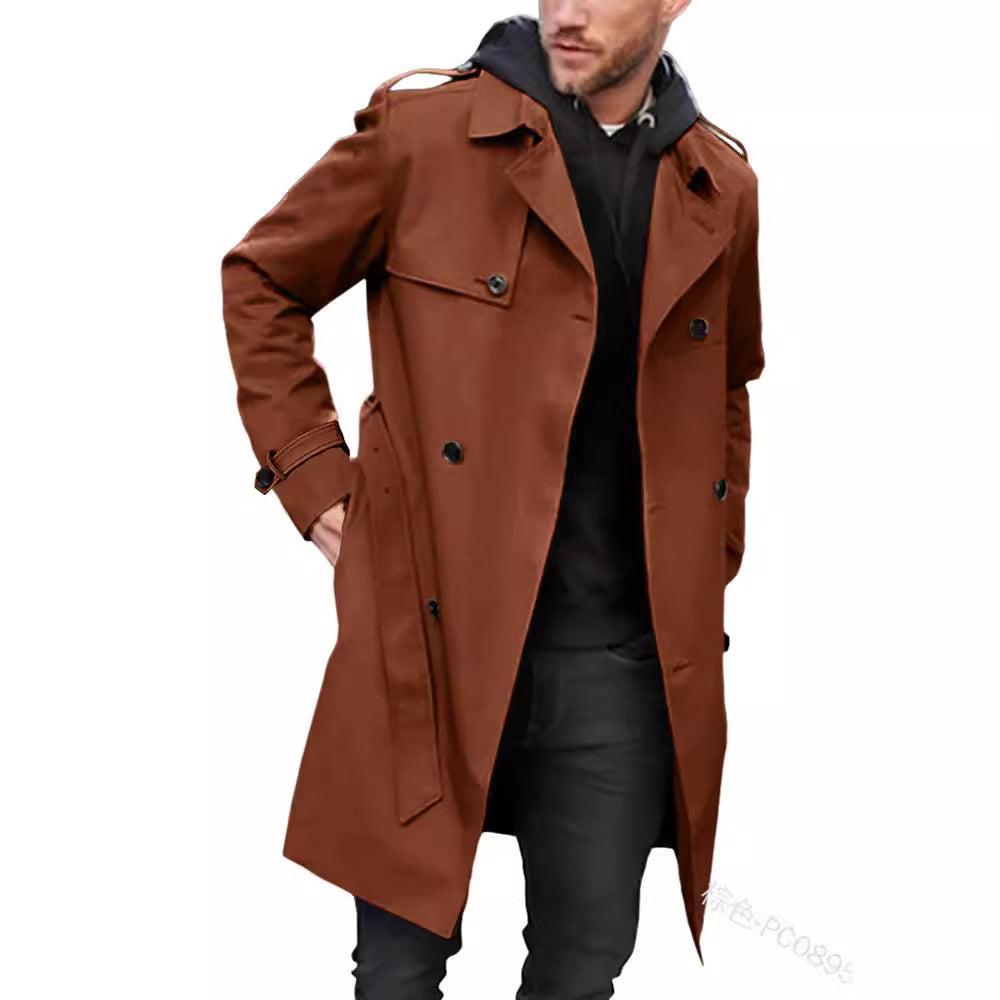 Herren Leichter Doppelreihiger Trenchcoat mit Wasserabweisender Beschichtung Shop Nory