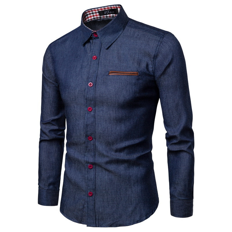 Herren klassisches Denim-Hemd mit kontrastierenden Akzenten