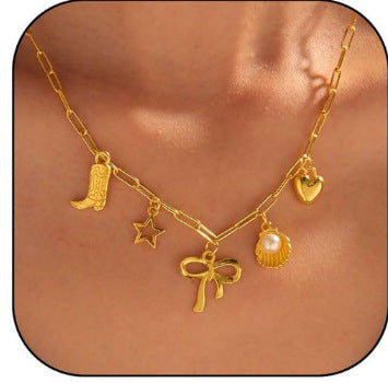 Damen Halskette mit charmanten Anhängern aus hochwertigem Edelstahl Shop Nory