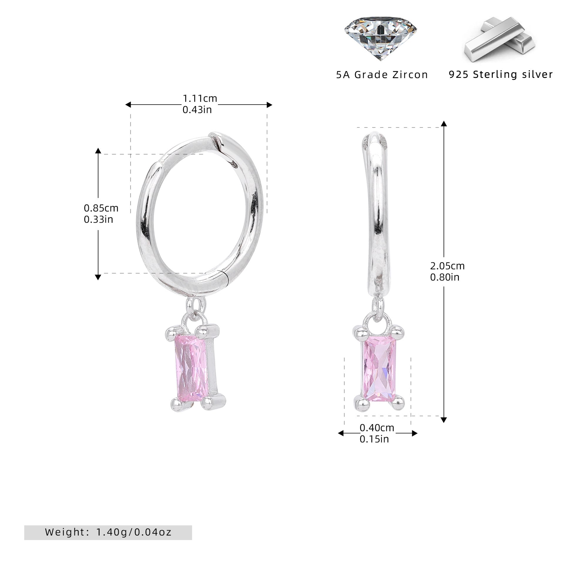 Damen Ohrhänger mit verführerischem Zirkonanhänger aus hochwertigem 925 Sterling Silber Shop Nory