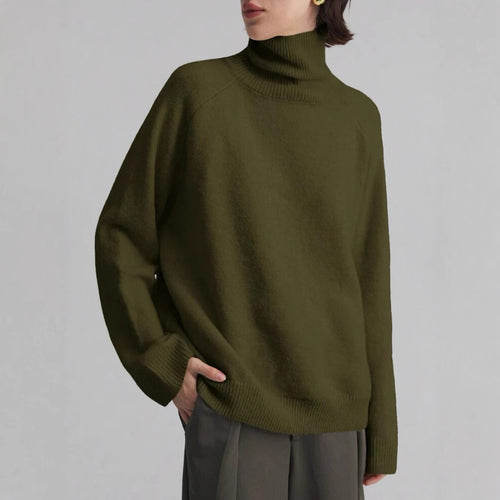 Damen Oversize Rollkragen-Feinstrickpullover mit Raglanärmeln und seitlichen Schlitzen Shop Nory