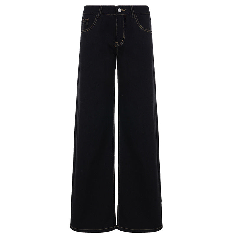 Damen nan weite Highwaist-Jeans mit weitem Bein, hohem Bund und Kontraststeppung Shop Nory