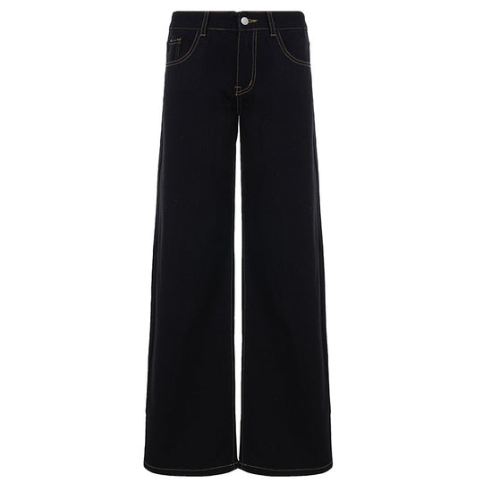 Damen nan weite Highwaist-Jeans mit weitem Bein, hohem Bund und Kontraststeppung Shop Nory