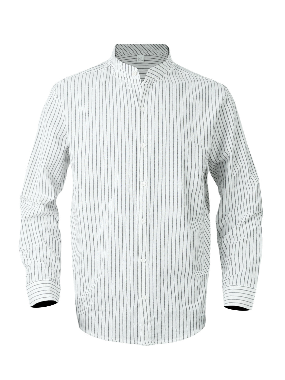 Herren nan gestreiftes Hemd mit Stehkragen, langer Arm und leichter Baumwoll-Leinen-Mix Shop Nory