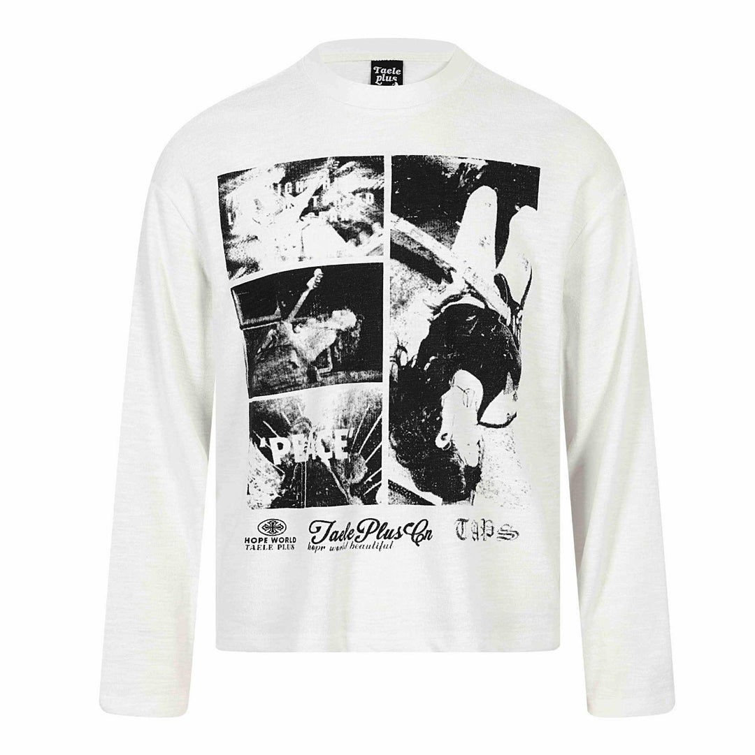 Unisex Langärmeliges Oversize-Sweatshirt mit Collage-Photo-Print und weichem Rundhals Shop Nory