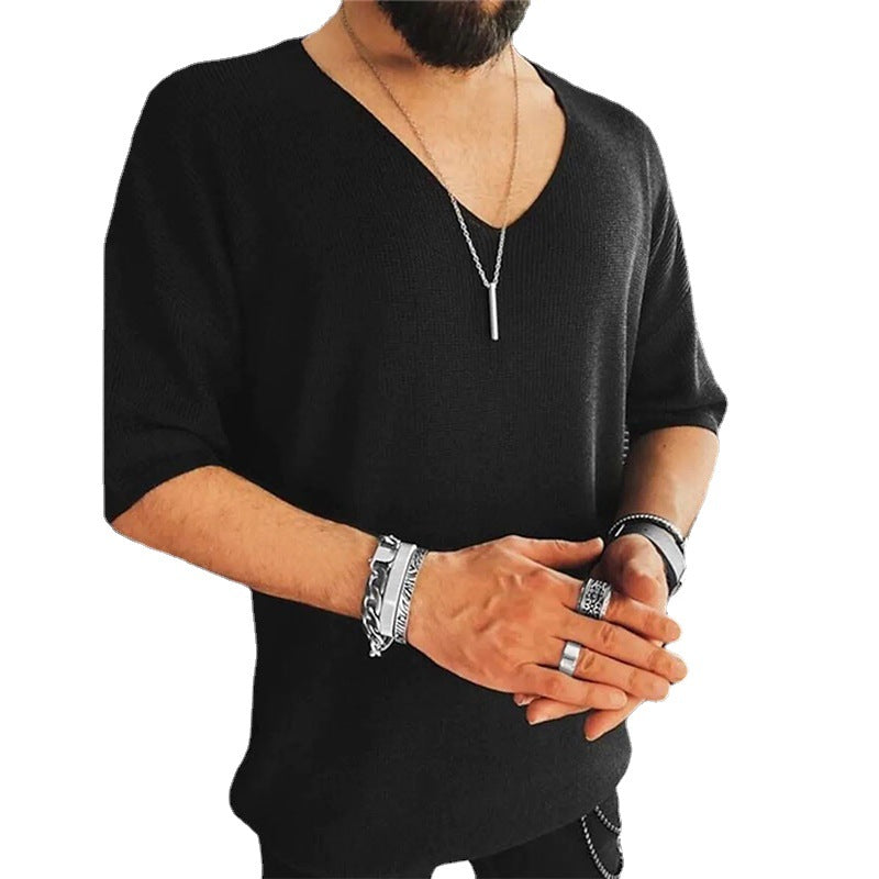 Herren Übergröße V-Ausschnitt Pullover